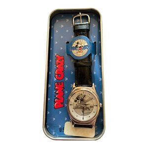 Vintage Disney Fossil Mickey Mouse “Plane Crazy” Watch w/ Tin Box